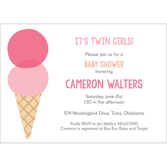 Double Scoop Baby Shower Invitations